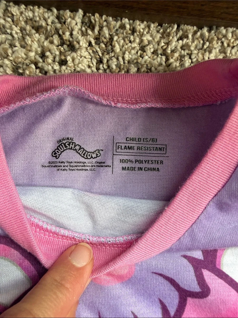 Lola the Unicorn Squishmallow Pink & Lavender Kids Pajama Set size small/6